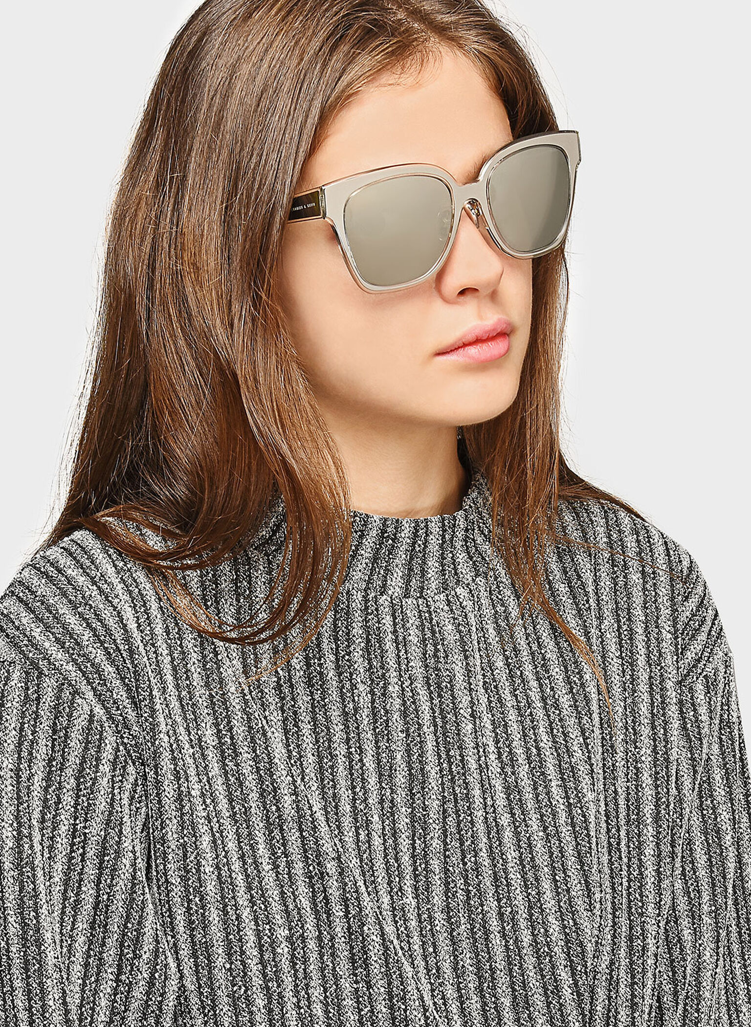 Square Frame Eyewear, Silver, hi-res