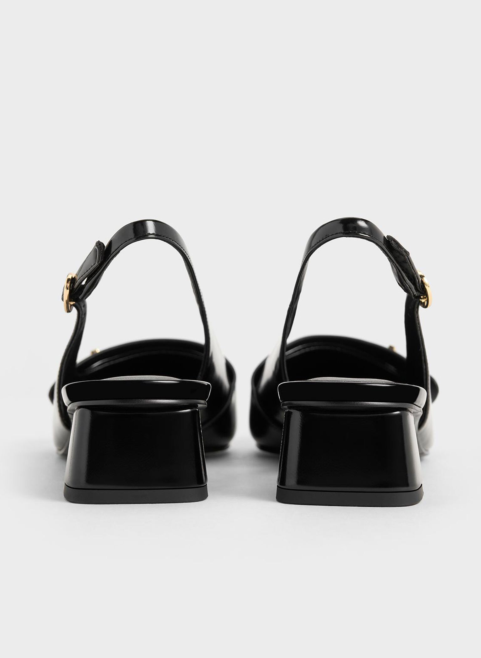 Metallic-Accent Pointed-Toe Slingback Pumps, Black Box, hi-res