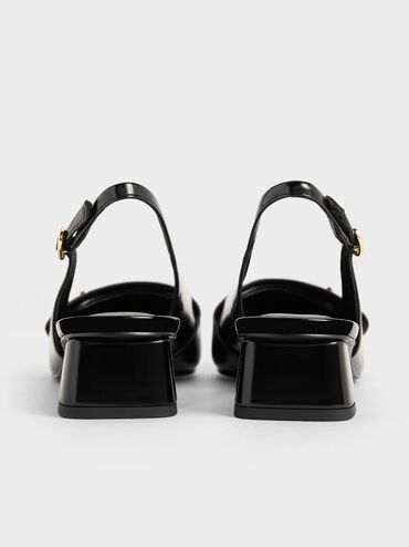 Metallic-Accent Pointed-Toe Slingback Pumps, Black Box, hi-res