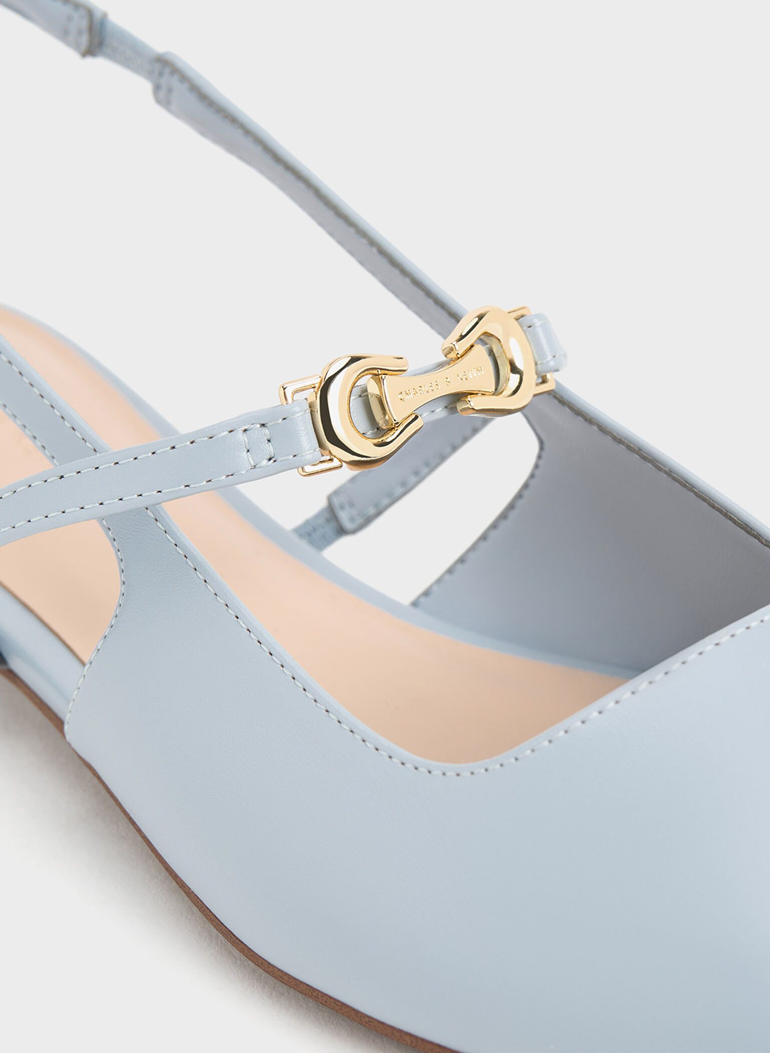 Trifina Metallic-Accent Pointed-Toe Slingback Flats, Light Blue, hi-res