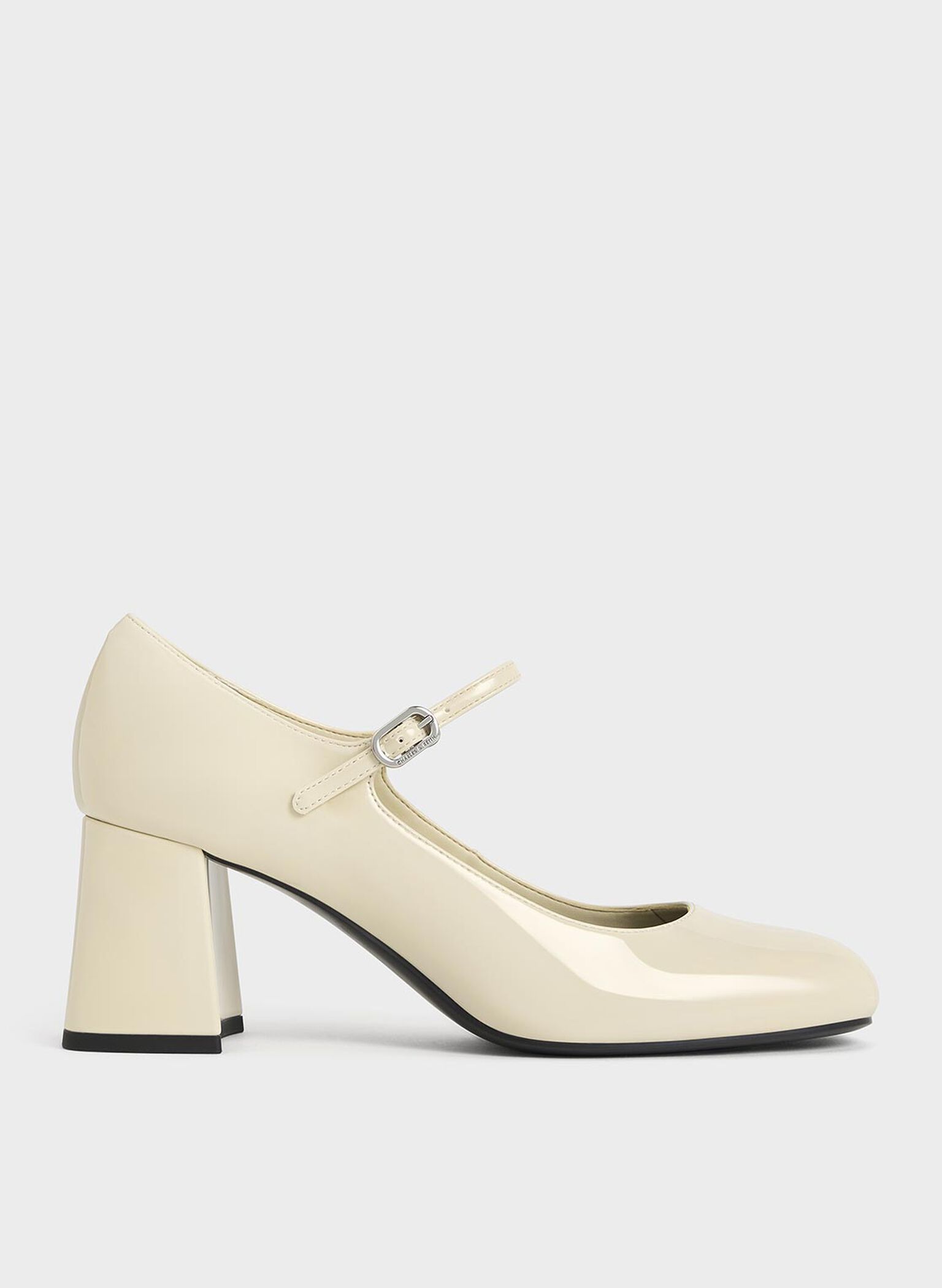 Patent Block-Heel Mary Jane Pumps, Chalk, hi-res