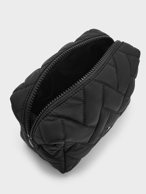 Nylon Chevron Pouch, Jet Black, hi-res