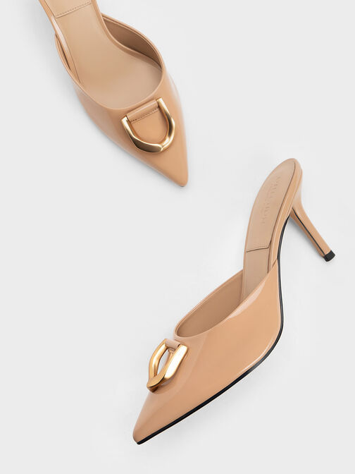 Gabine Patent Leather Mules, Nude, hi-res