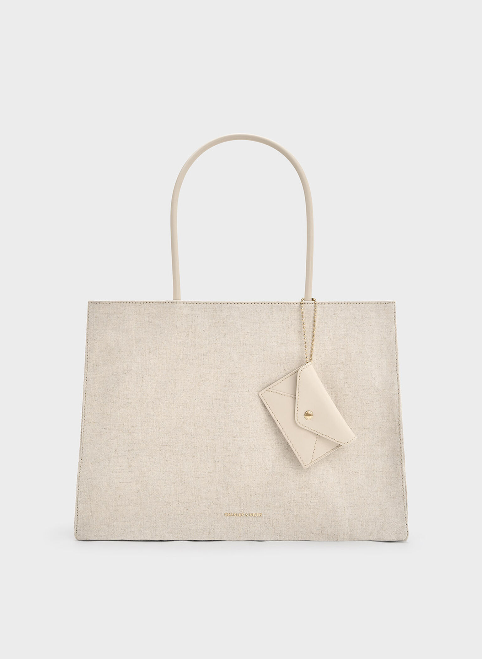 Large Matina Linen Tote Bag, Beige, hi-res