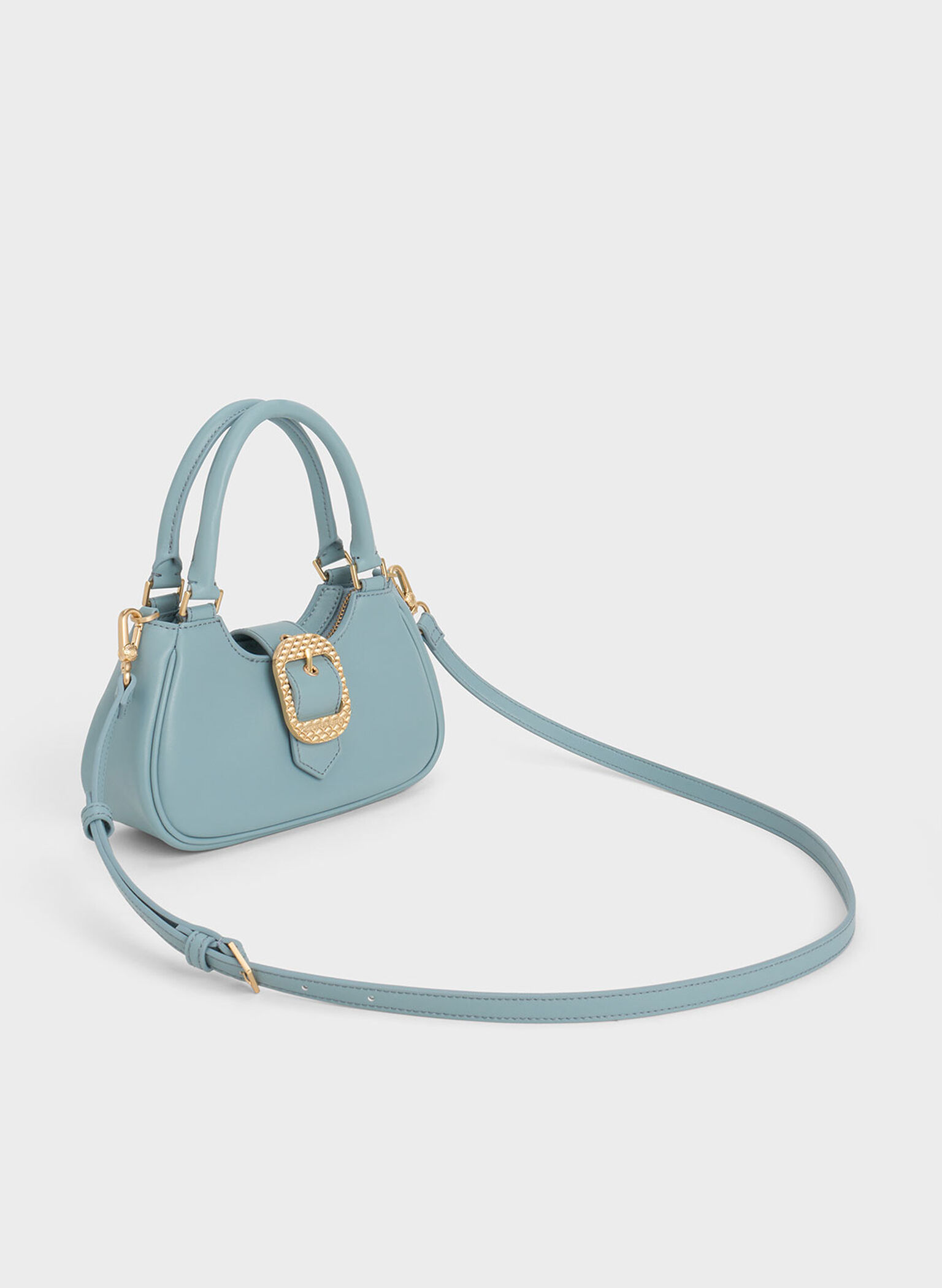 Slate Blue Avis Belted Top Handle Bag - CHARLES & KEITH UK