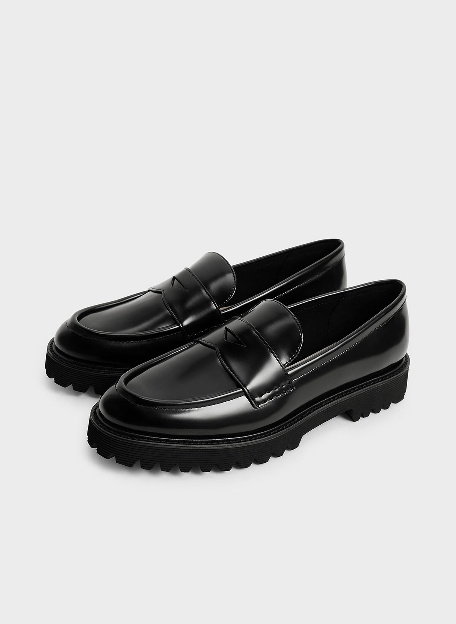 Chunky Penny Loafers, Black, hi-res