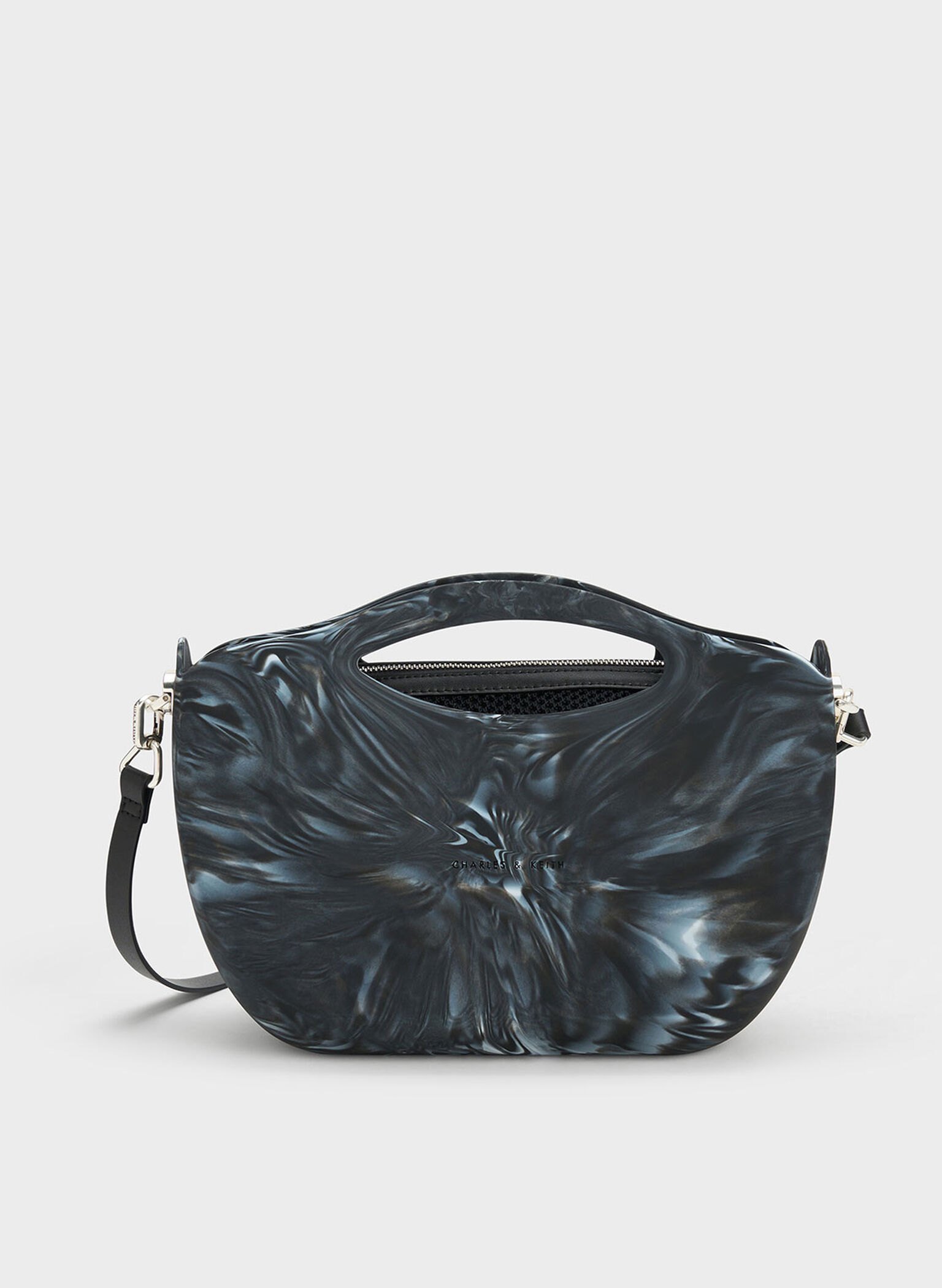 Cocoon Curved Handle Printed Bag, Black, hi-res