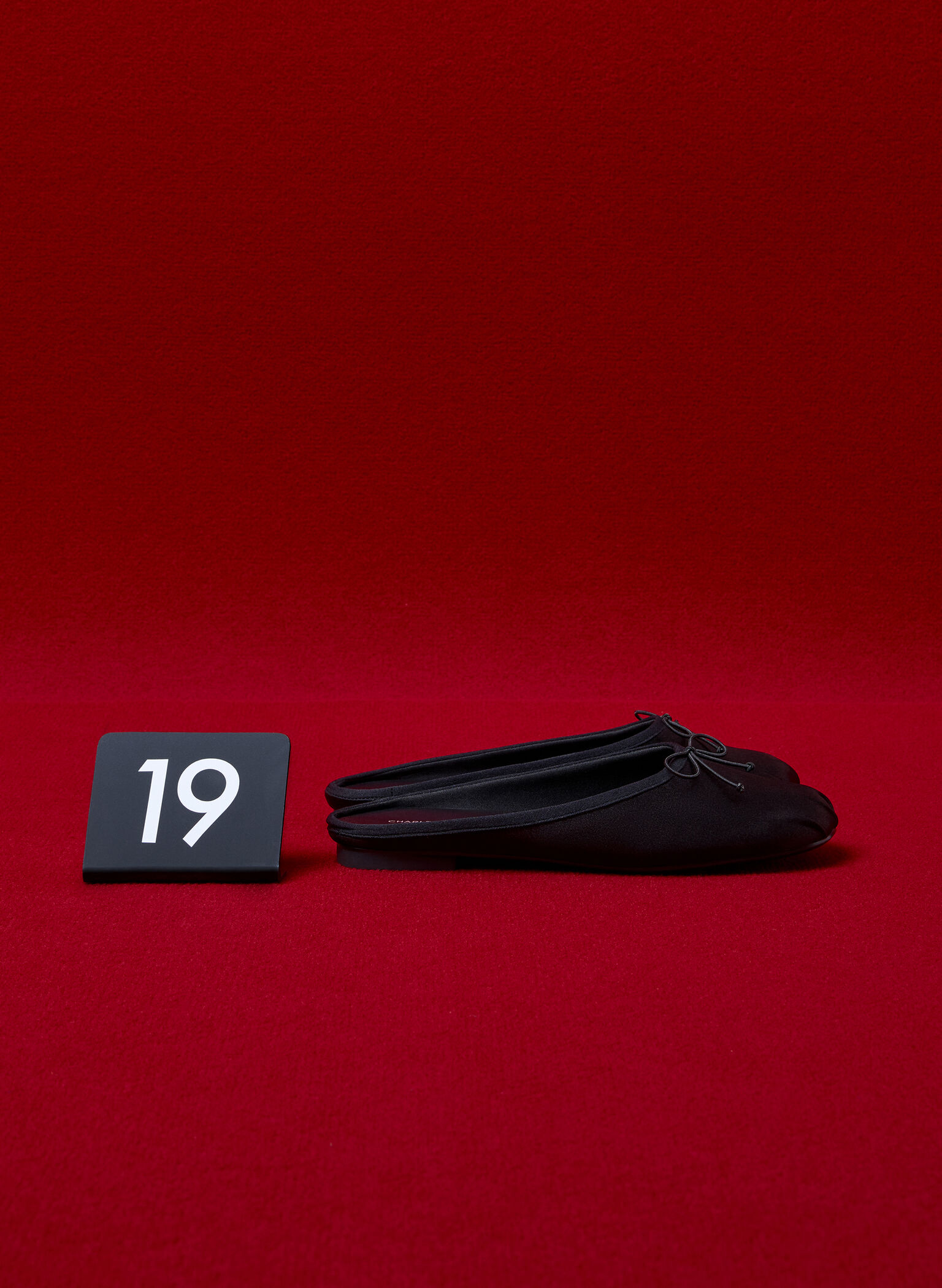 Satin Bow Flat Mules, Black Textured, hi-res