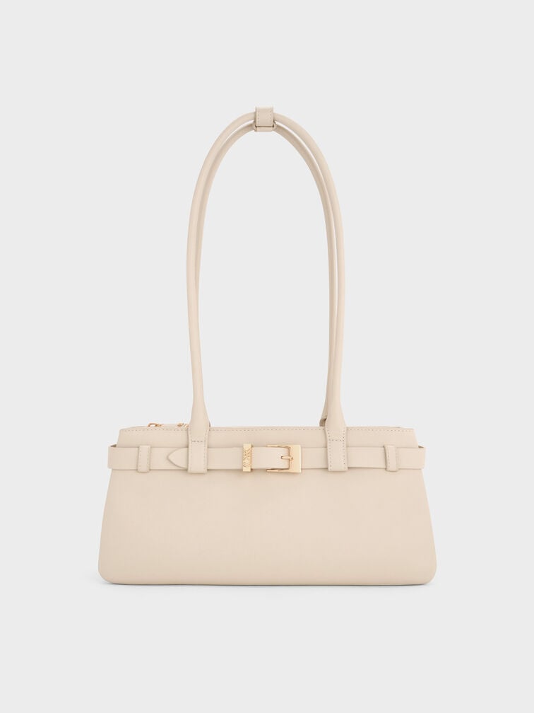 Jody Leather Belted Shoulder Bag, Antique Chalk, hi-res