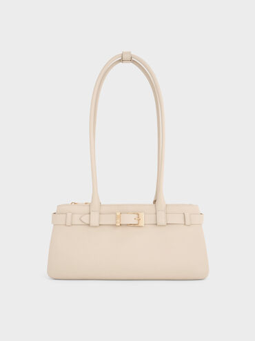 Jody Leather Belted Shoulder Bag, Antique Chalk, hi-res