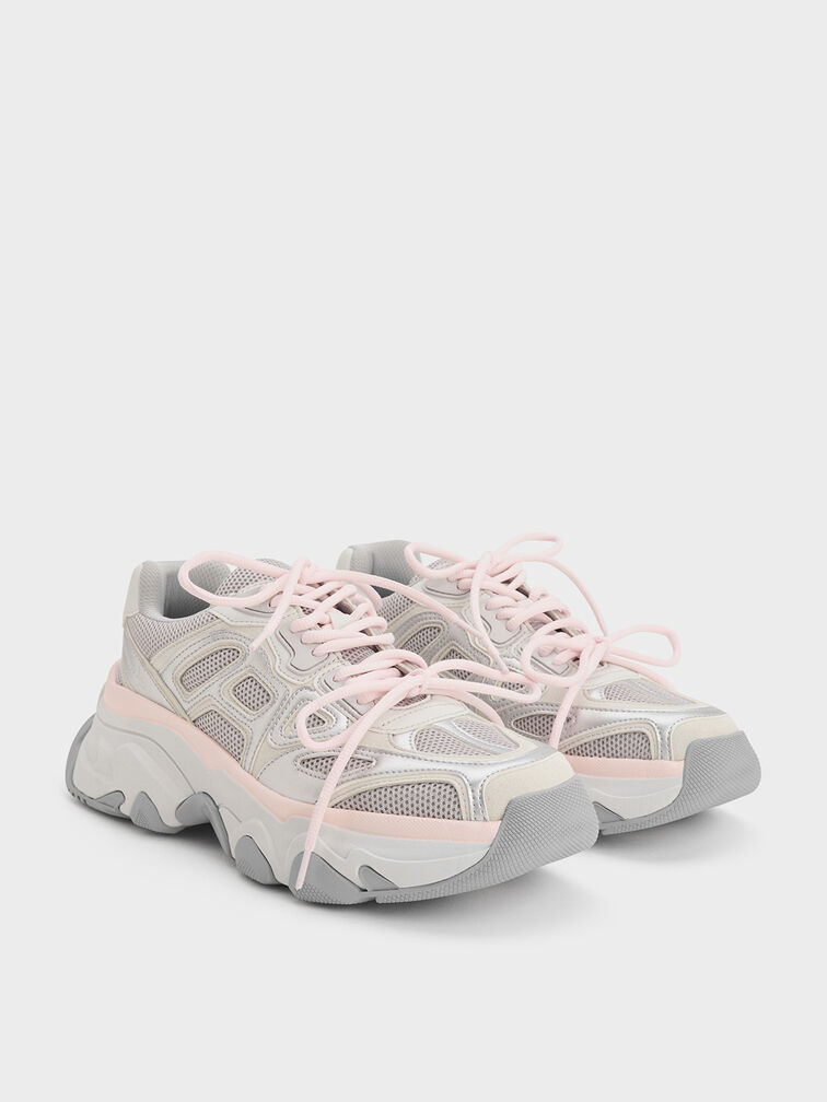 Gaskell Mesh Chunky Sneakers, Light Pink, hi-res