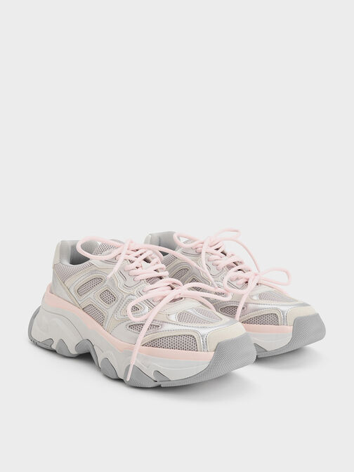 Gaskell Mesh Chunky Sneakers, Light Pink, hi-res