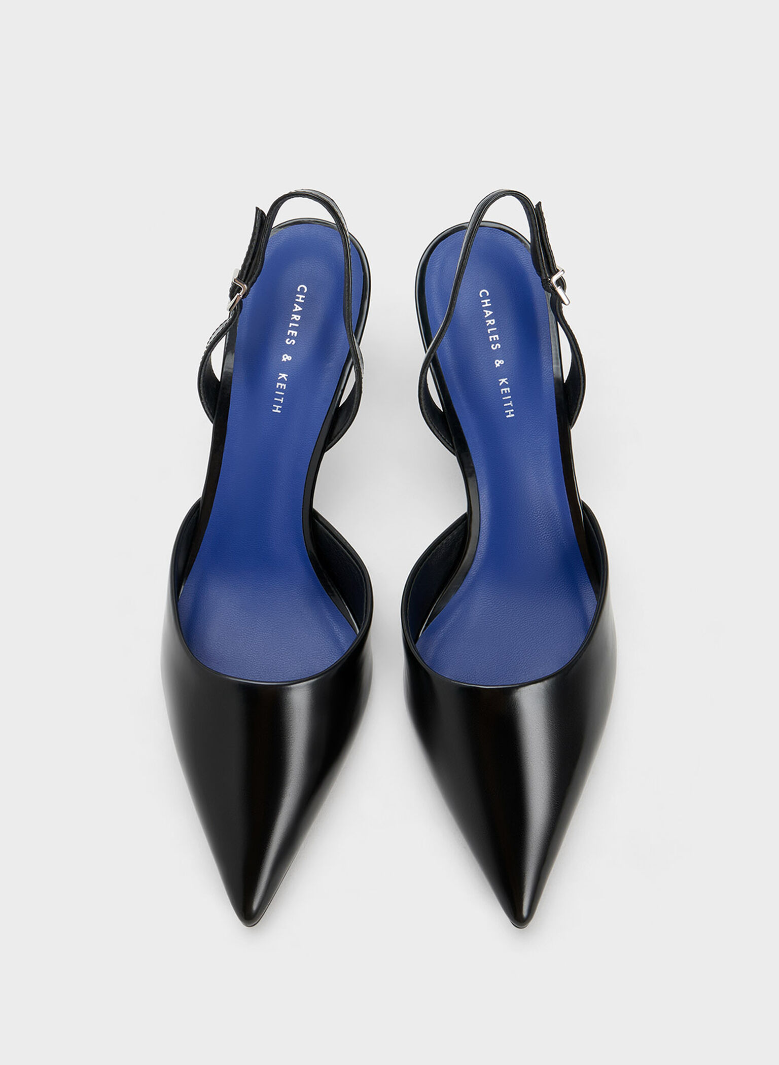 Sculptural Heel Slingback Pumps, Black, hi-res