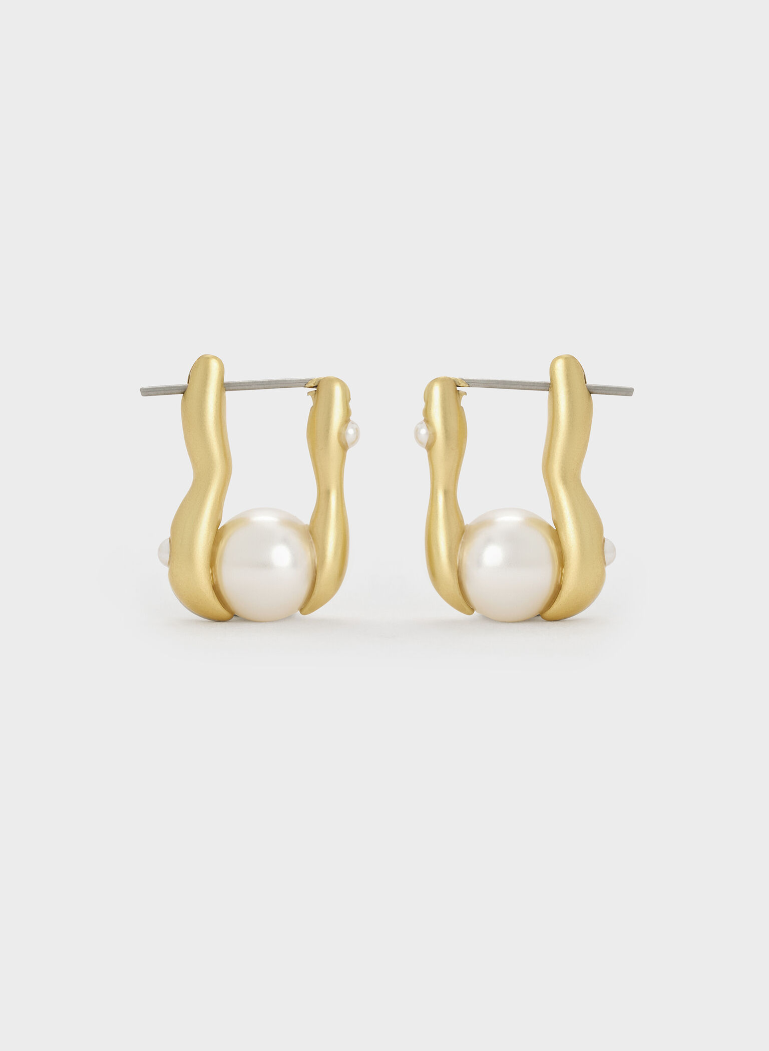 Corrine Pearl Sculptural Drop Earrings, Brush Gold, hi-res