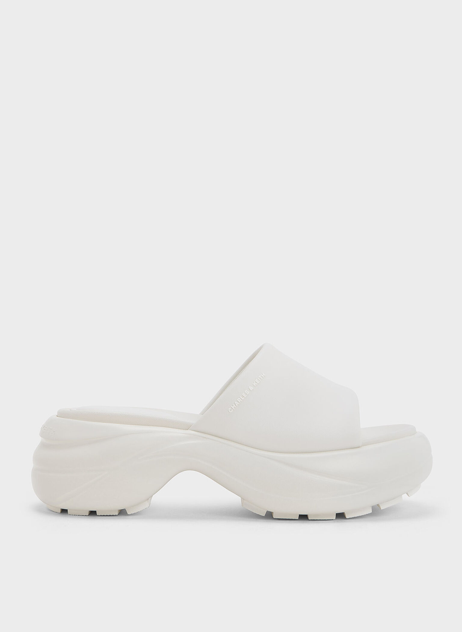 Wide-Strap Curved Platform Sports Sandals, White, hi-res