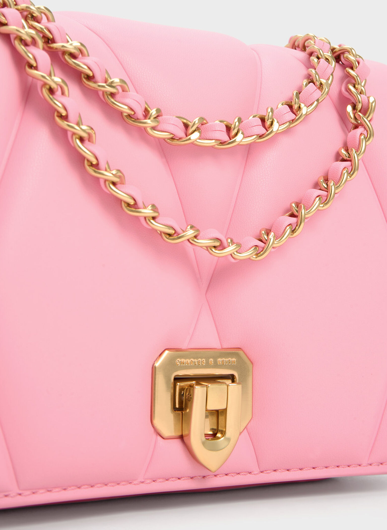 Arwen Quilted Shoulder Bag, Pink, hi-res