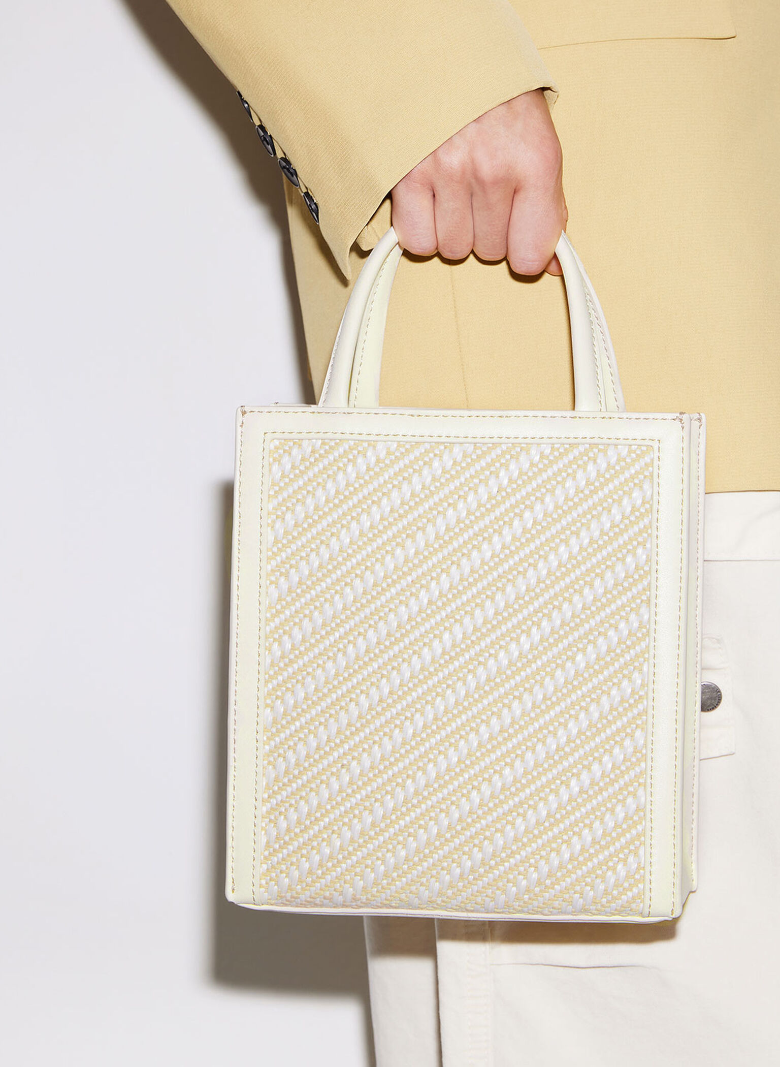 Woven Double Handle Tote Bag, Multi, hi-res