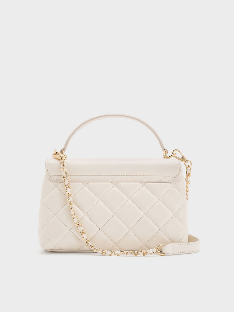 Alva Quilted Top Handle Bag, Cream, hi-res