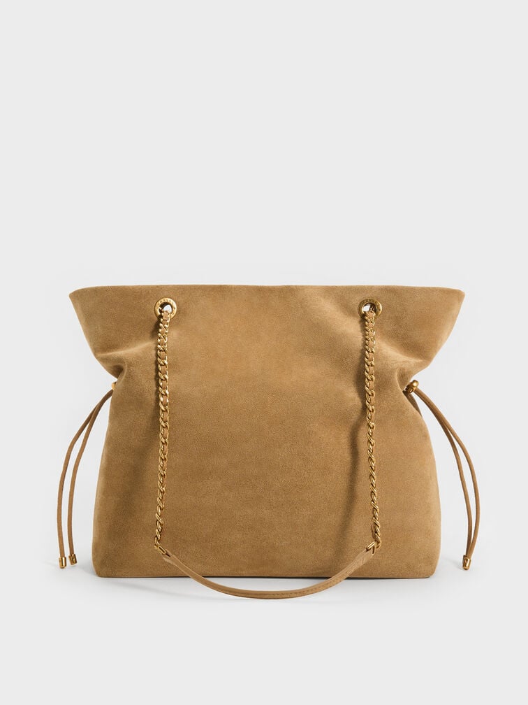 Arya Recycled Suede Braided-Strap Double-Handle Tote Bag, Sahara Sand, hi-res