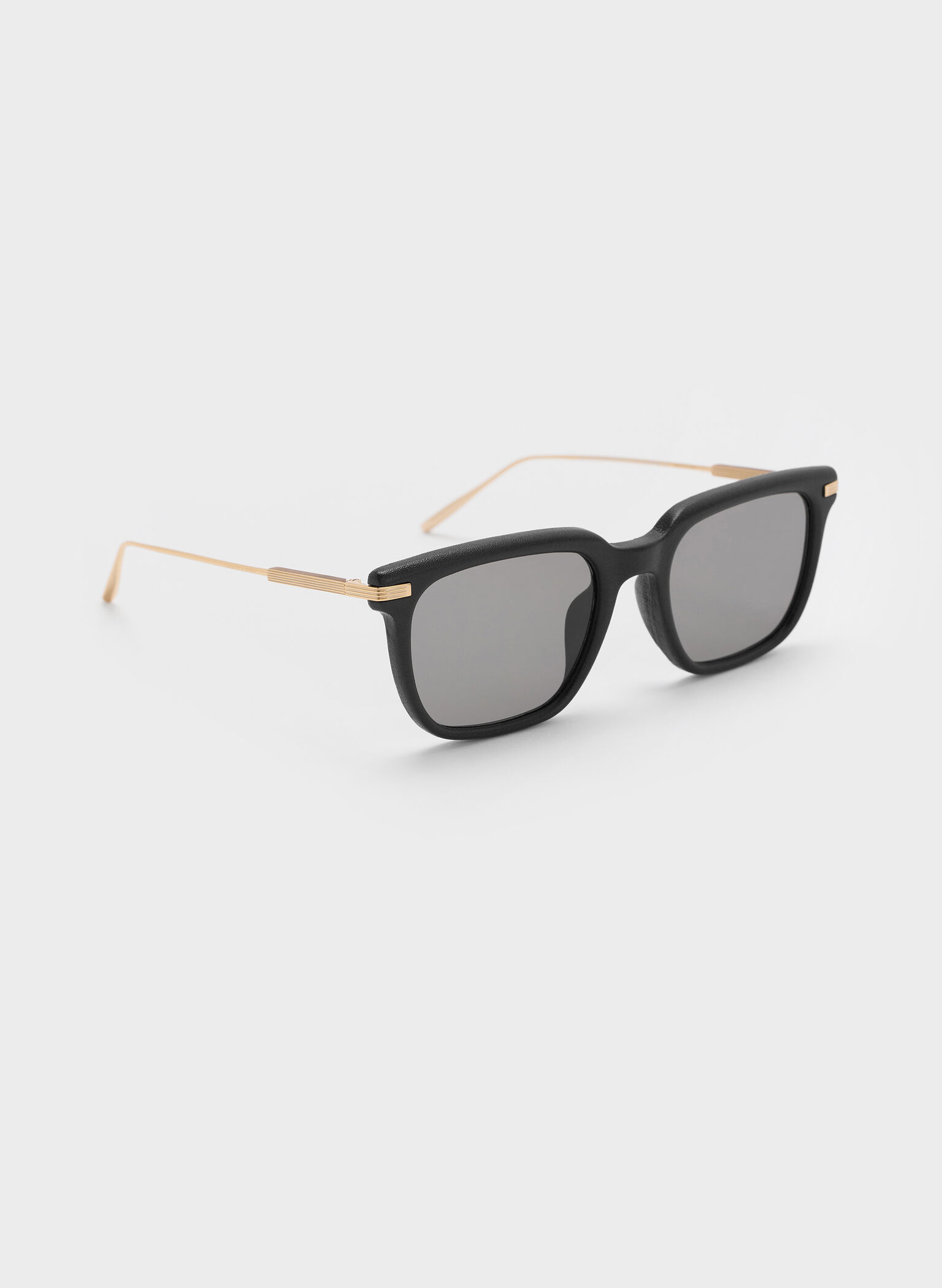 Aura Recycled Acetate Rectangular Sunglasses, Black, hi-res