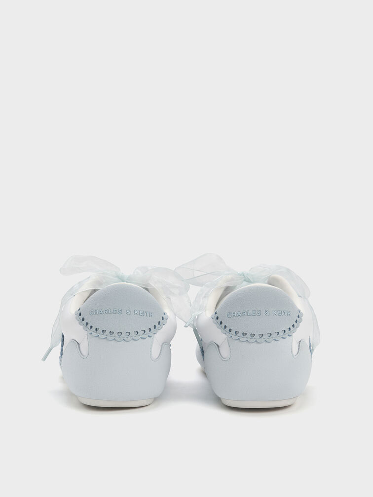 Cece Heart-Motif Sheer-Lace Sneakers, Light Blue, hi-res