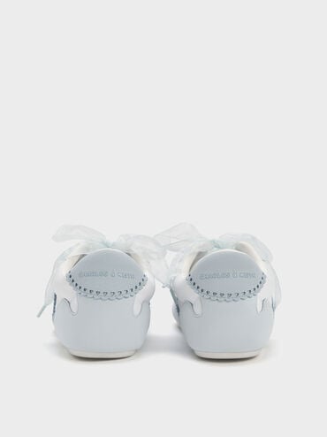 Cece Heart-Motif Sheer-Lace Sneakers, Light Blue, hi-res
