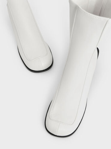 Block Heel Calf Boots, White, hi-res