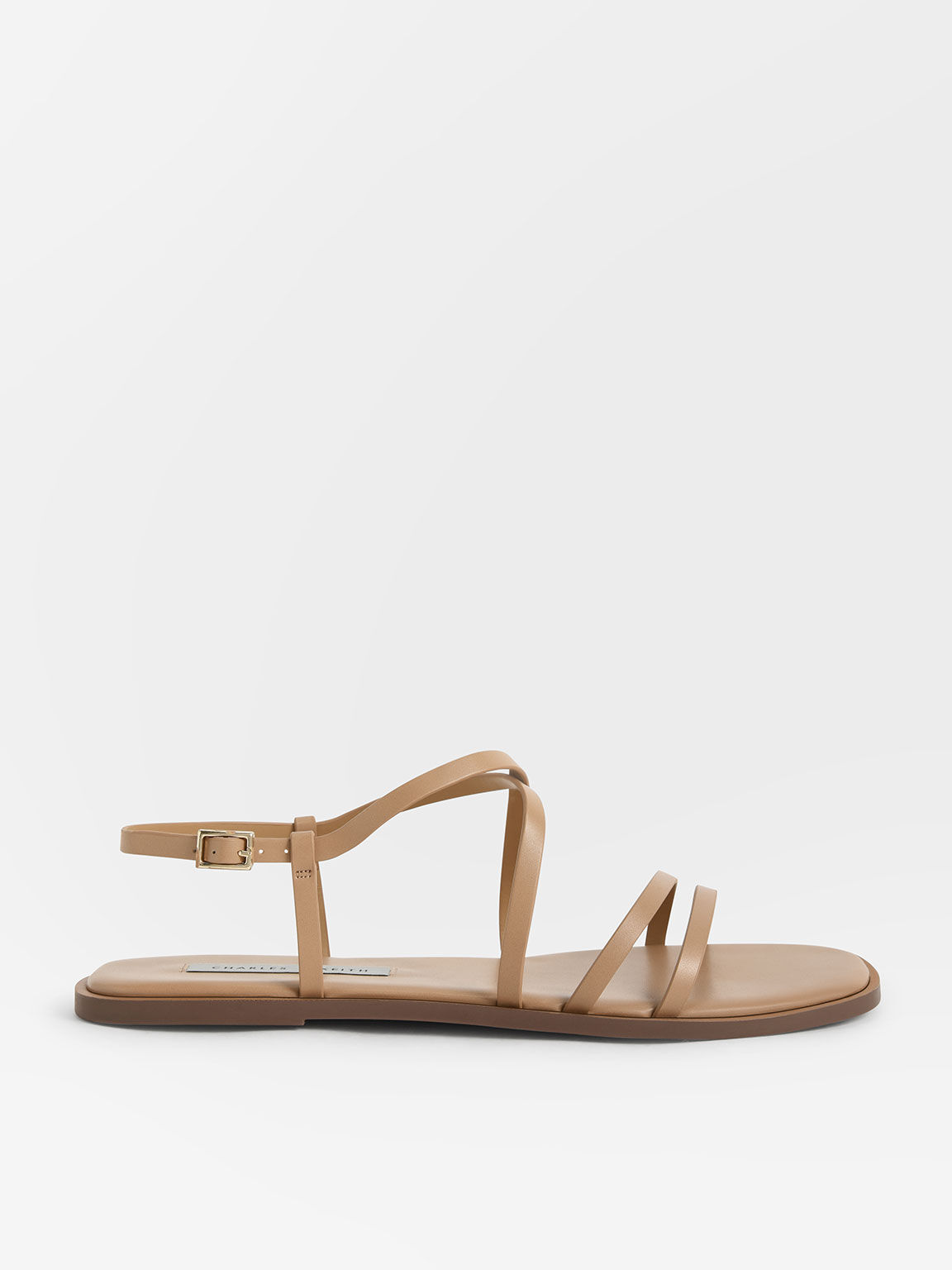 Strappy Flat Sandals, Camel, hi-res