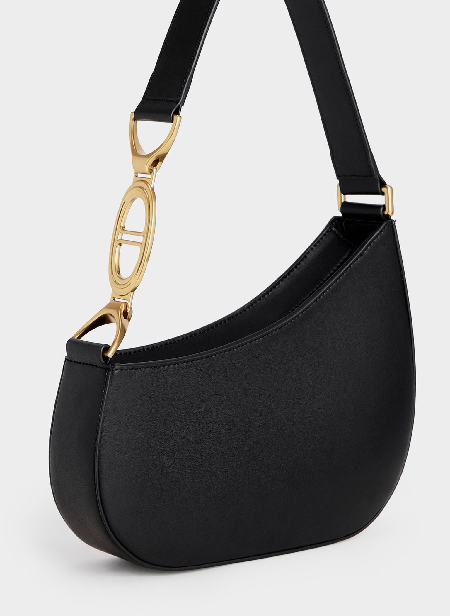 Asymmetrical Shoulder Bag, Black, hi-res