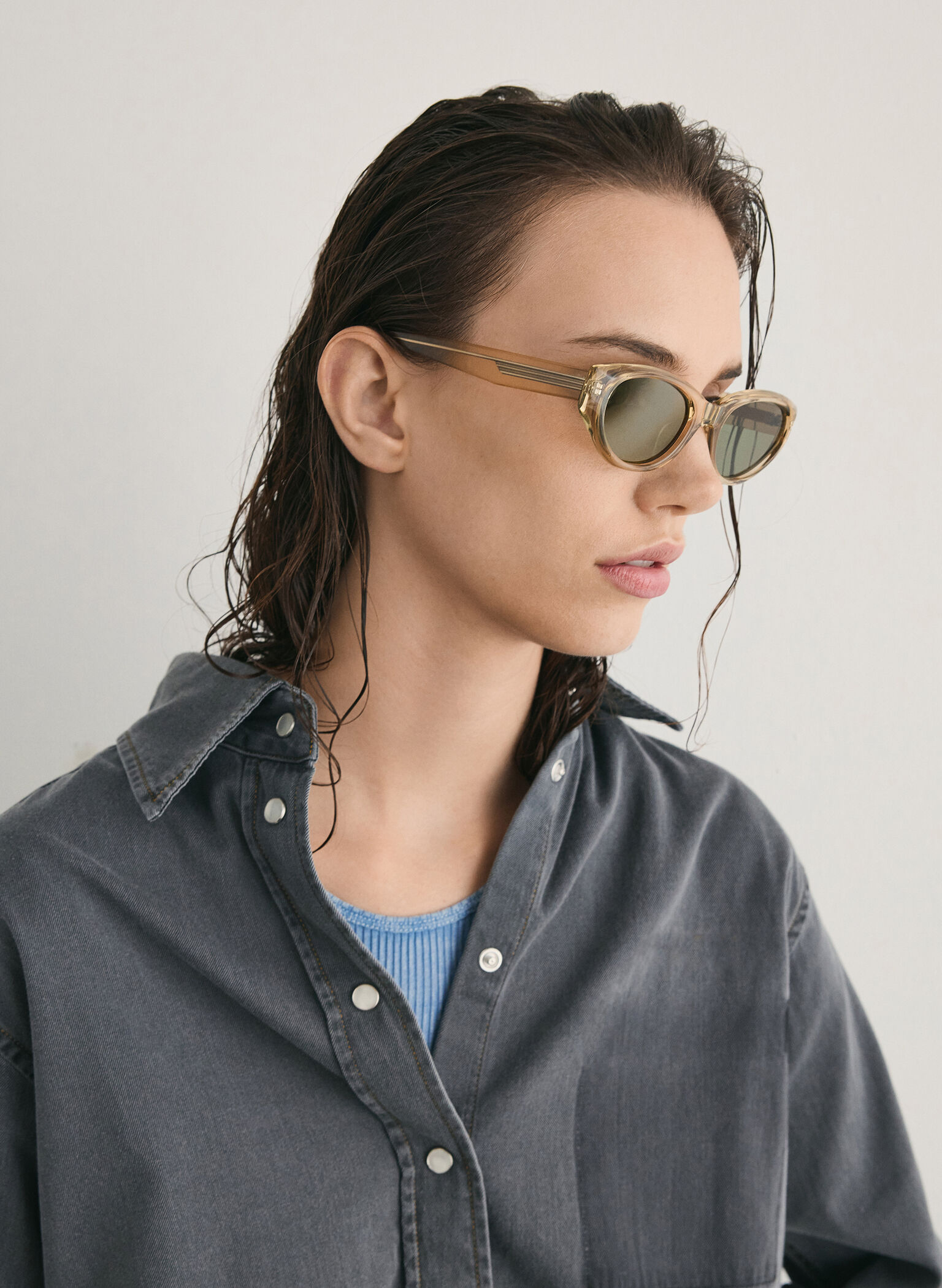 Bijou Recycled Acetate Cateye Sunglasses, Beige, hi-res