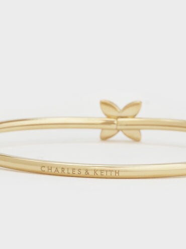 Felicity Flower-Motif Crystal Bangle, Gold, hi-res