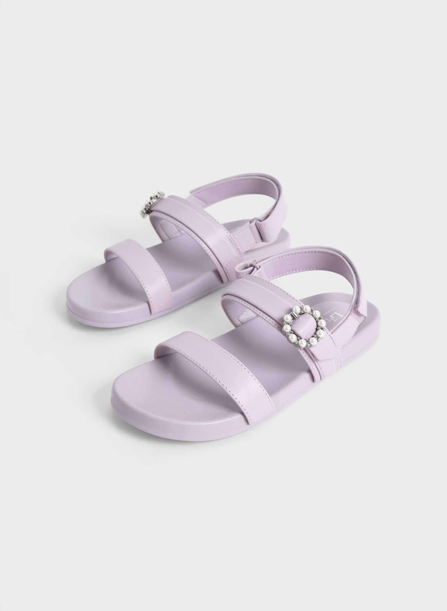 Girls' Bead-Embellished Back-Strap Sandals, Lilac, hi-res