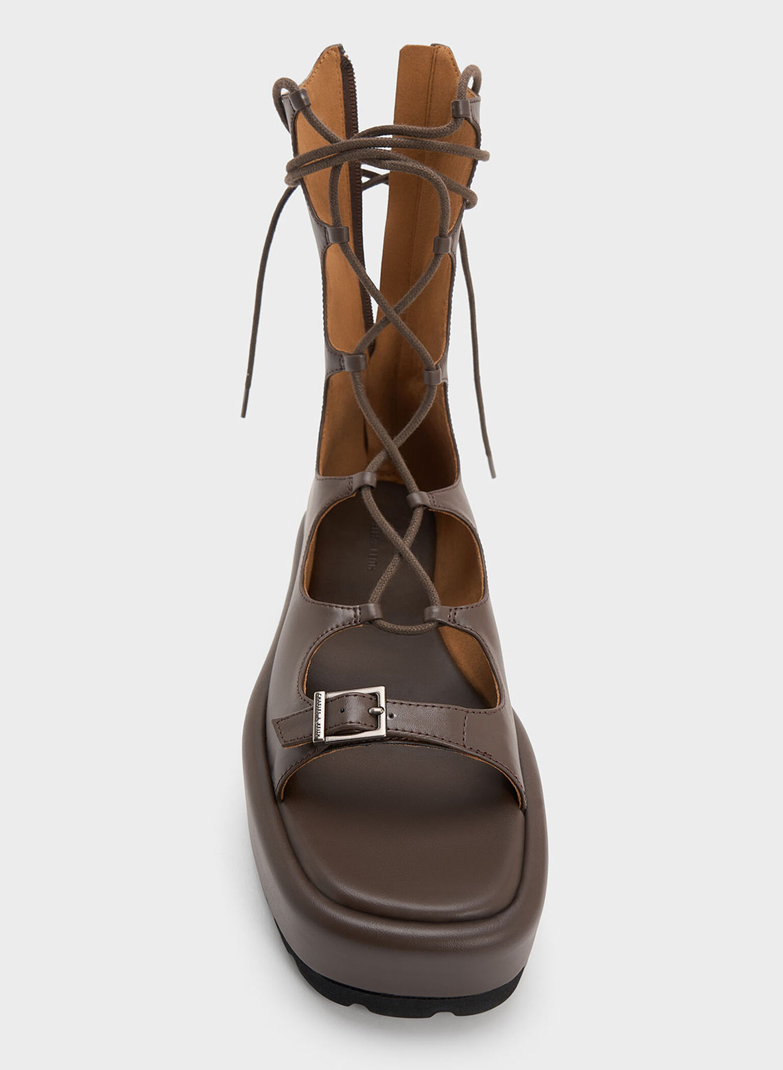 Gladiator Lace-Up Platform Sandals, Dark Brown, hi-res