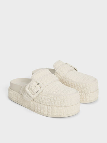 Loren Textured Flatform Mules, Chalk, hi-res