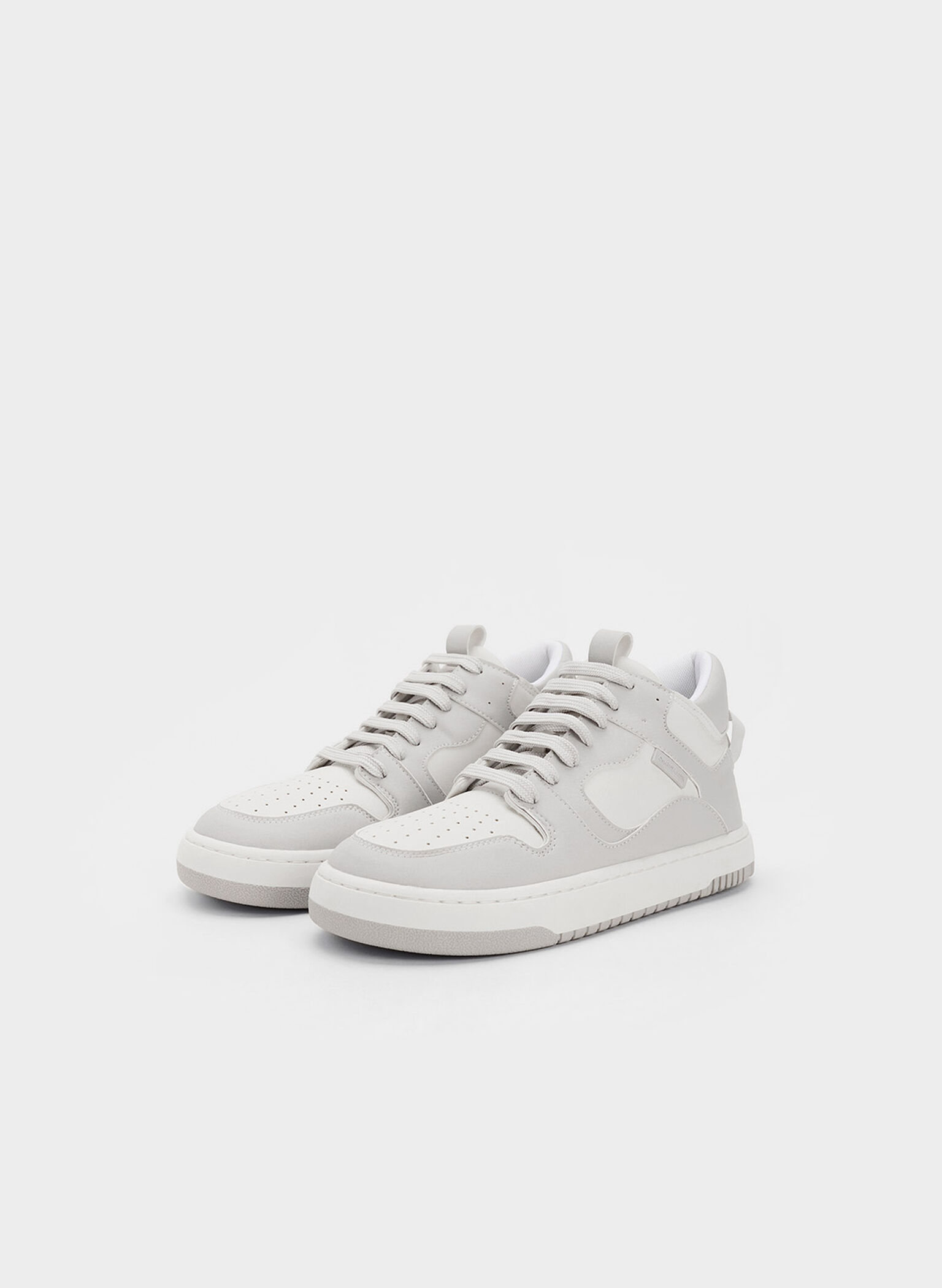 Two-Tone High-Top Platform Sneakers, Light Grey, hi-res