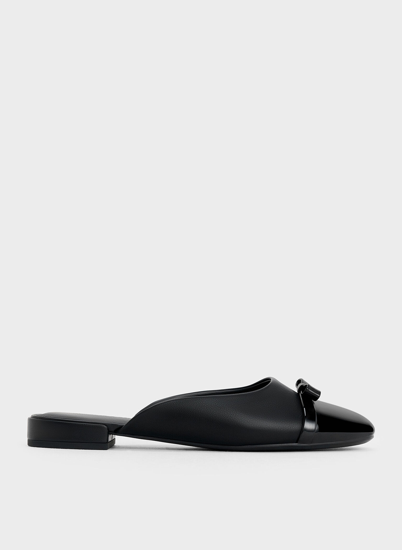Bow Toe-Cap Mules, Black, hi-res