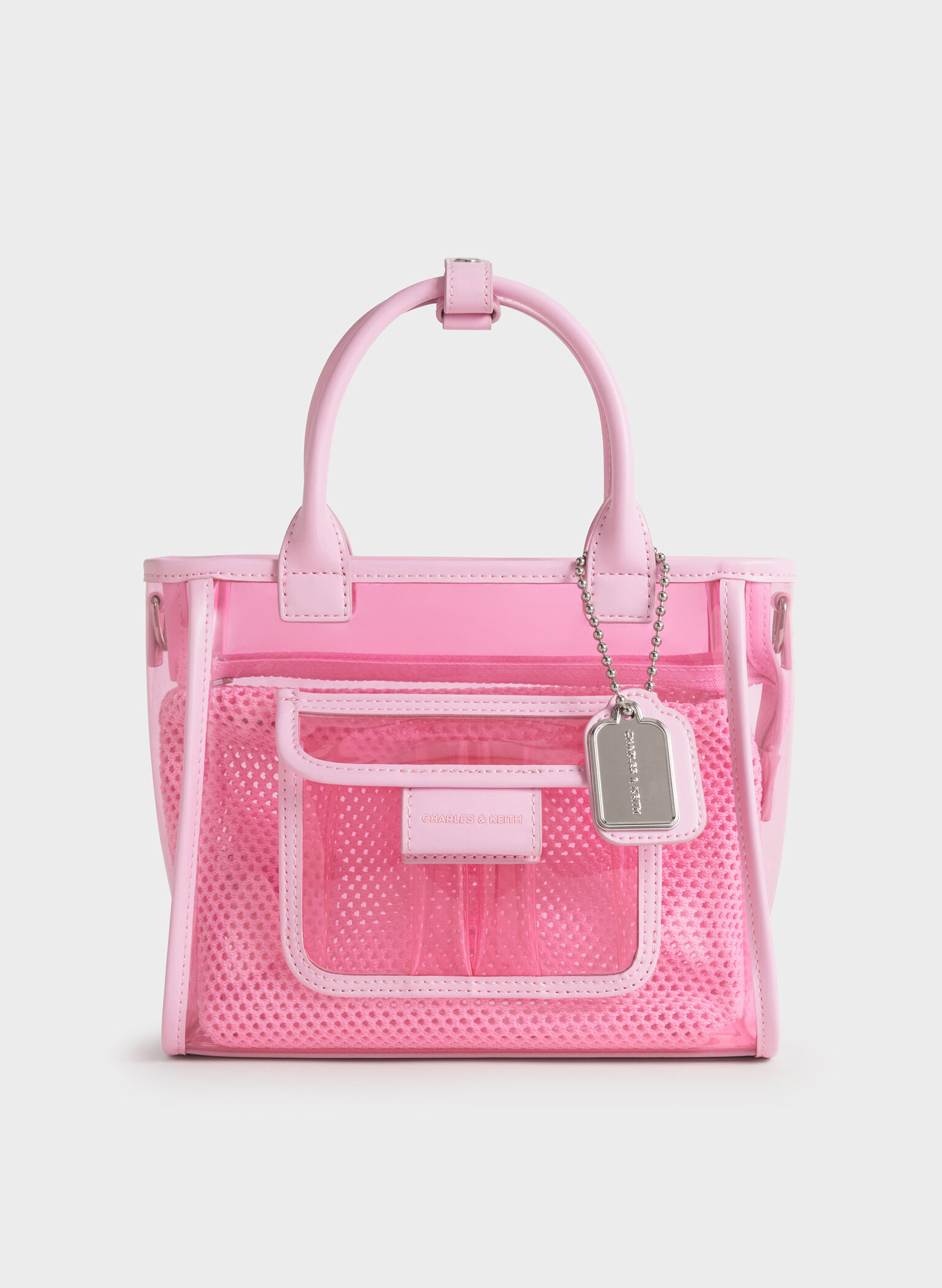 Norah See-Through Mesh Tote Bag, Bubble Gum Pink, hi-res