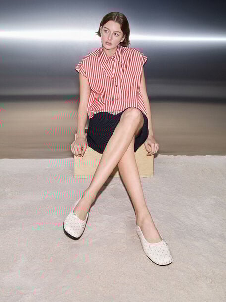 Floral-Print Bow Ballet Flats, Multi, hi-res