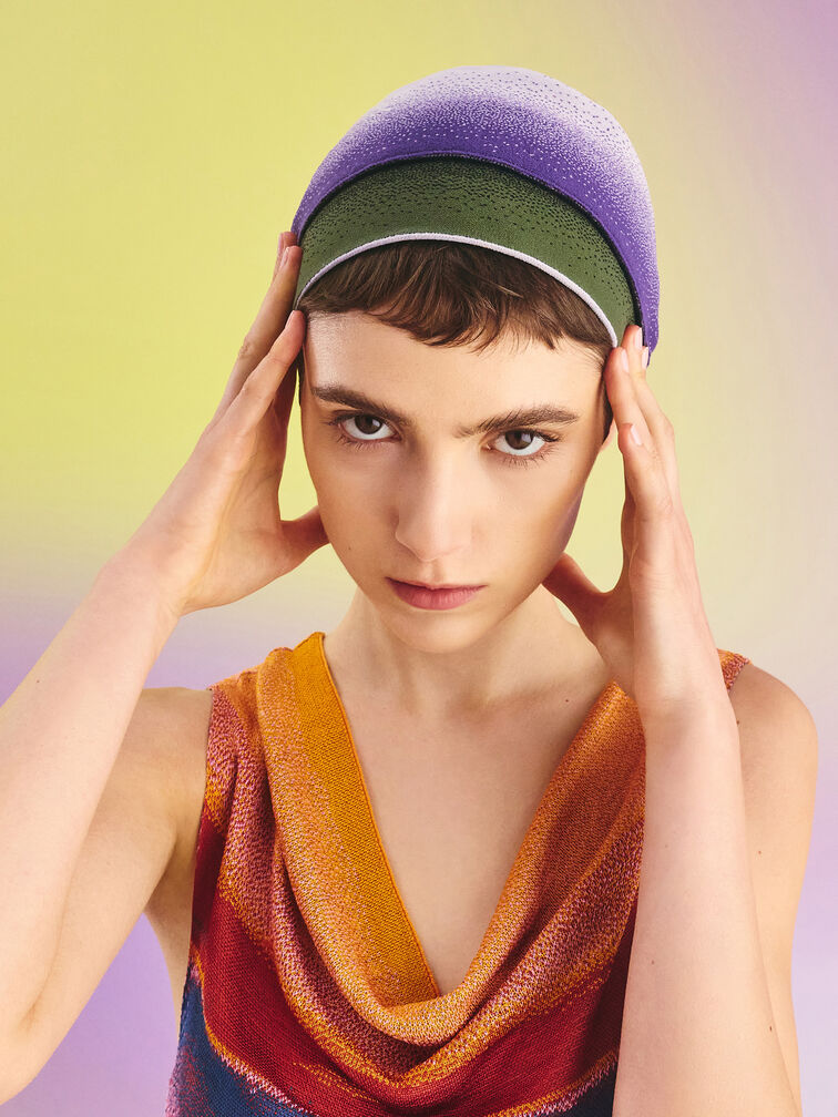 Recycled Polyester Knitted Gradient Reversible Headband, Multi, hi-res
