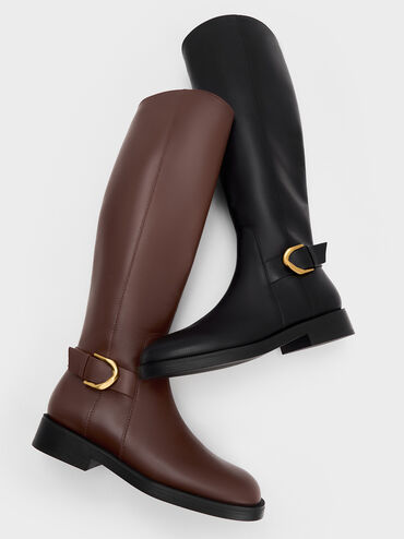 Gabine Leather Knee-High Boots, Black, hi-res