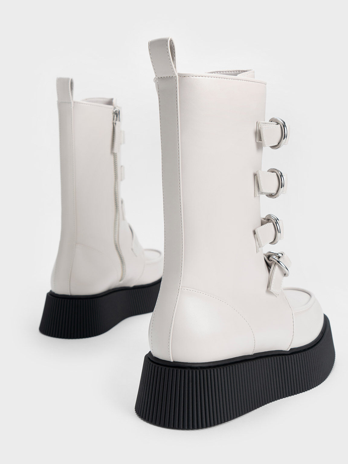 Cordova Buckled Platform Boots White
