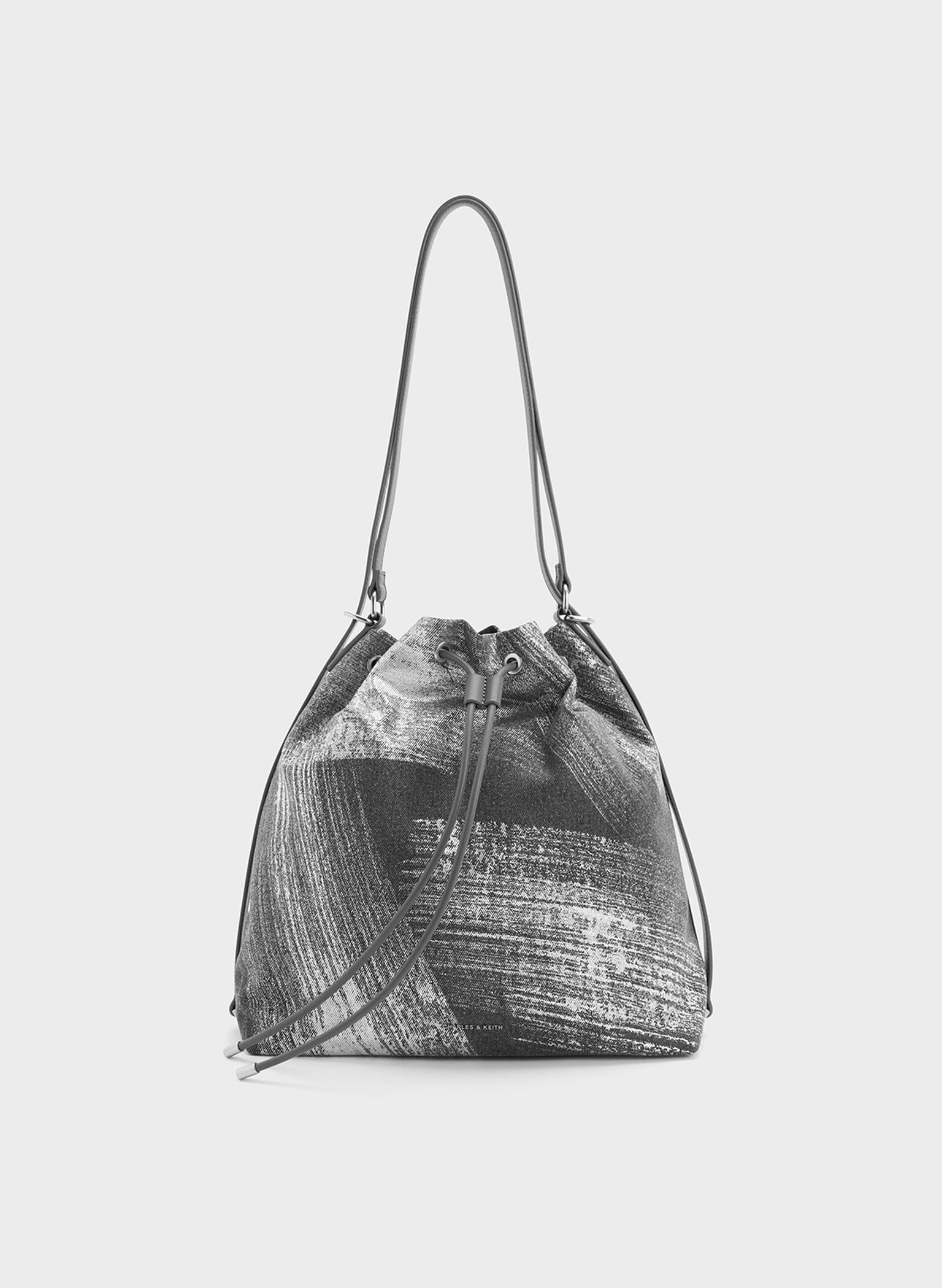 Neva Brushed Denim Two-Way Bucket Bag, Silver Brushed Denim, hi-res