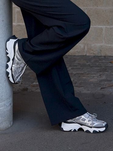 Gaskell Metallic Mesh Chunky Sneakers, Grey, hi-res