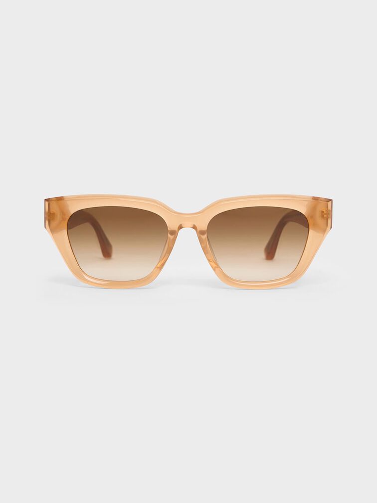 Recycled Acetate Cat-Eye Sunglasses, Toffee, hi-res