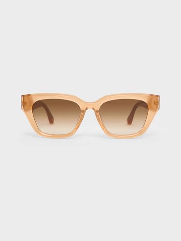 Recycled Acetate Cat-Eye Sunglasses, Toffee, hi-res