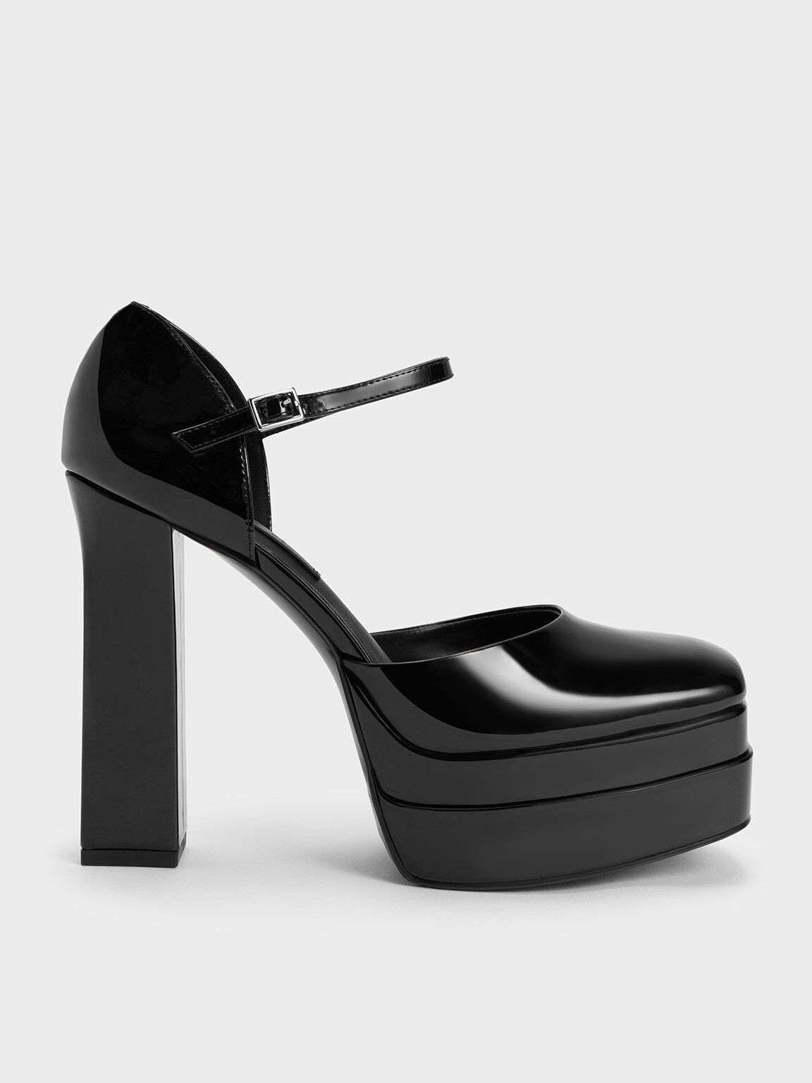 Black Patent Patent Platform D Orsay Pumps CHARLES KEITH UK