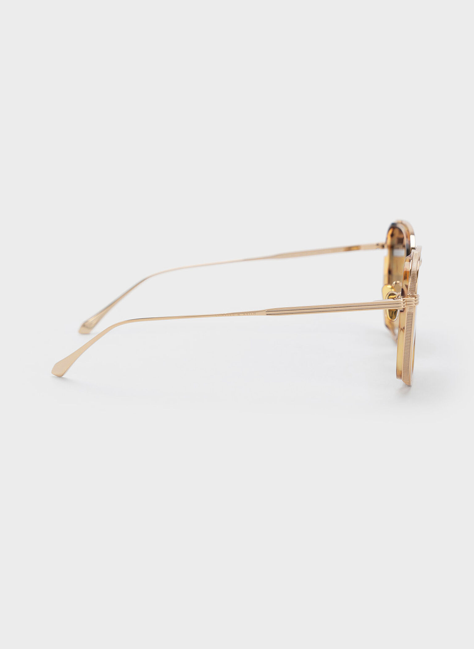 Recycled Acetate Metallic-Rim Sunglasses, T. Shell, hi-res