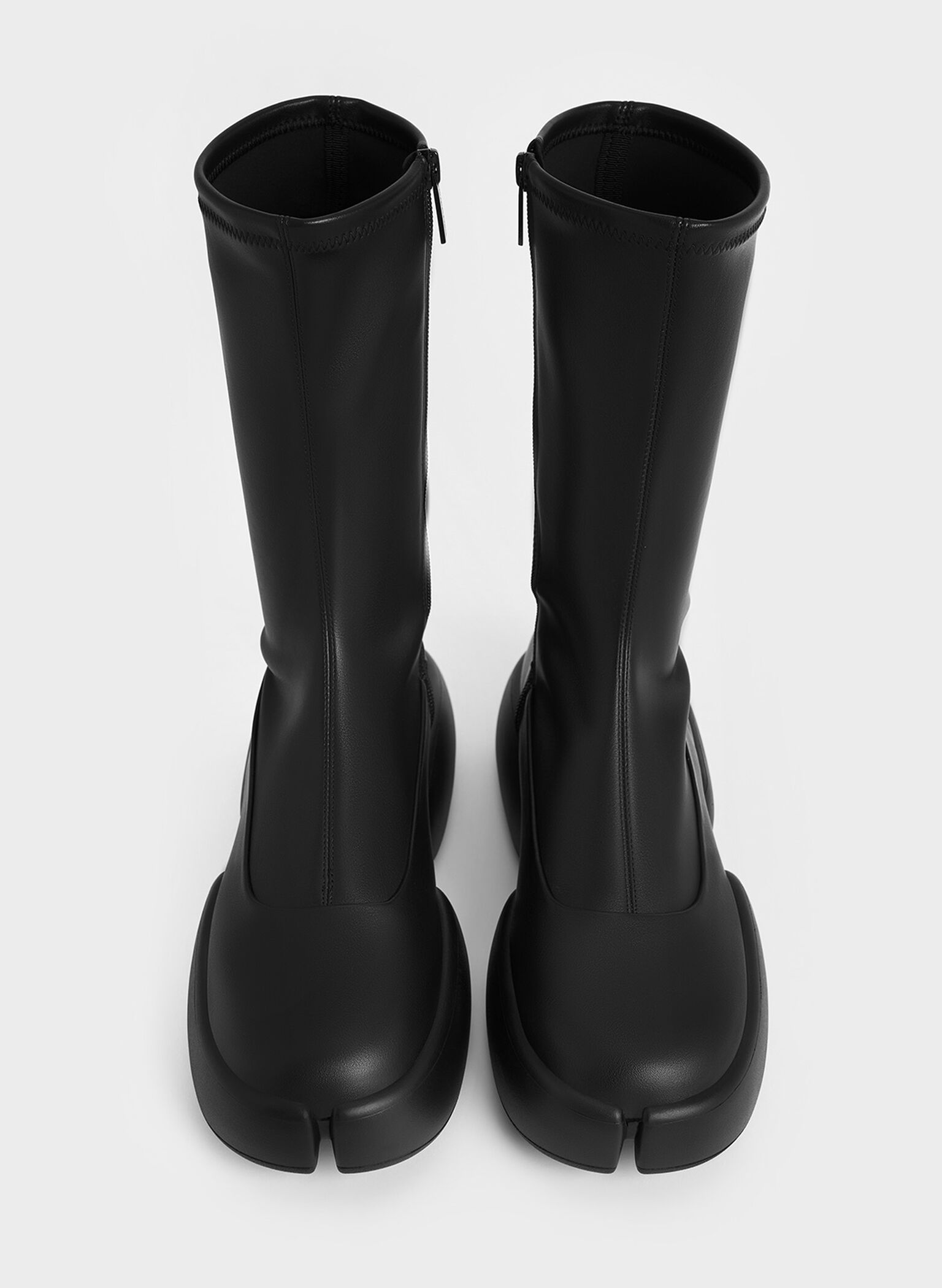 Jamie Side-Zip Platform Calf Boots, Black, hi-res