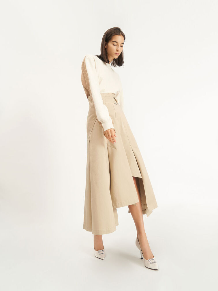Satin Gem-Embellished Pumps, Cream, hi-res