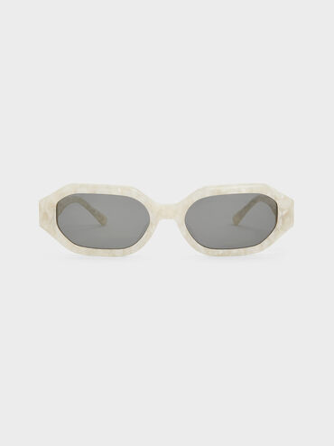 Gabine Recycled Acetate Oval Sunglasses, Pearl, hi-res